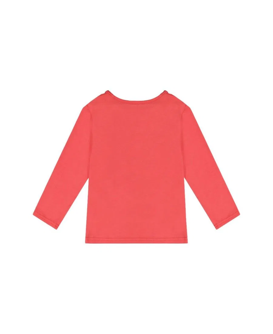 Детская хлопковая футболка с длинным рукавом с принтом Deux par Deux, Coral Pink — фото 4