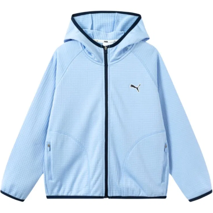 Детская куртка с капюшоном, умеренная растяжимость, PUMA, Ice Blue