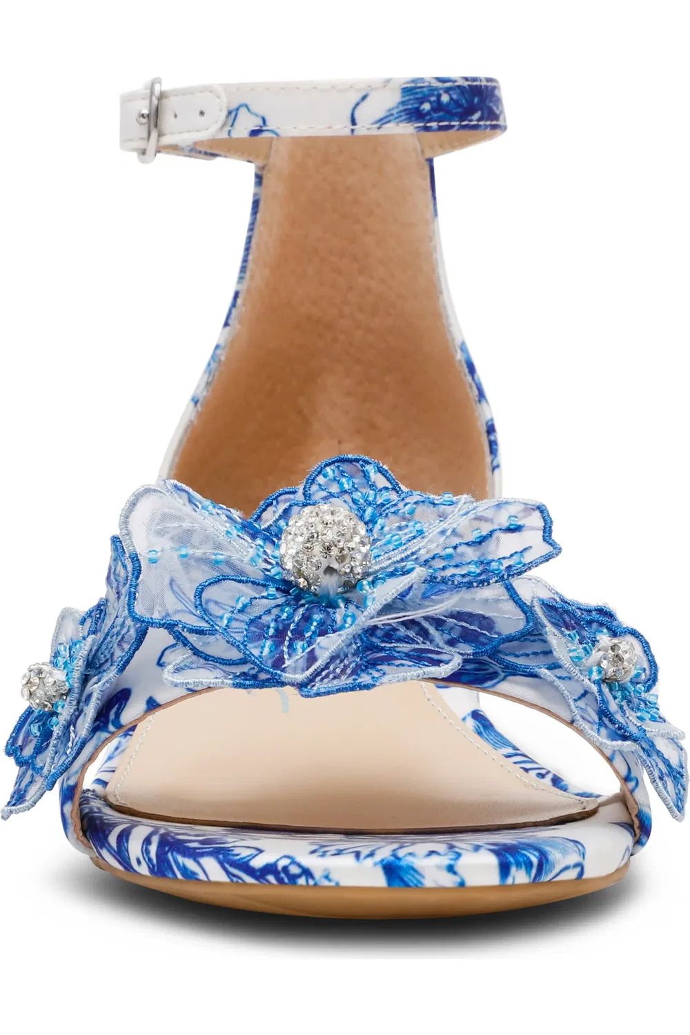 Детские сандалии на невысоком каблуке с цветочным принтом Petra Betsey Johnson, White/Blue Floral — фото 4