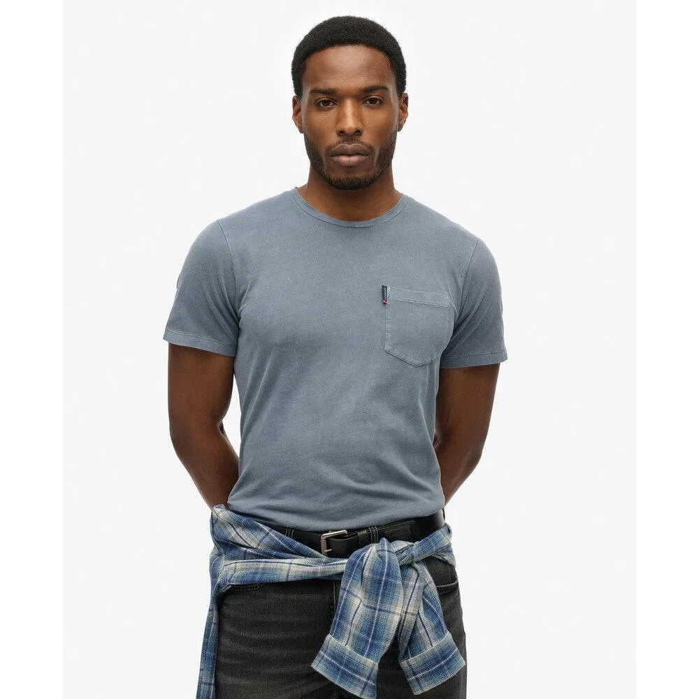 Мужская хлопковая футболка с нагрудным карманом Classic Essential Superdry, BLAU