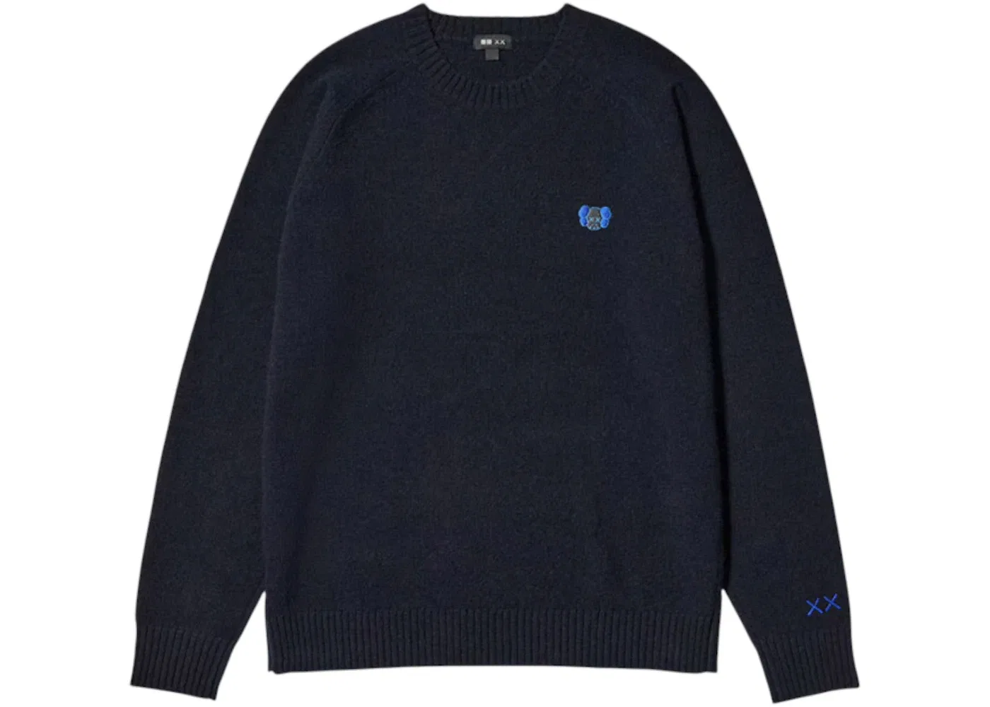 Унисекс свитер из ягненка шерсти с принтом KAWS Uniqlo, Navy
