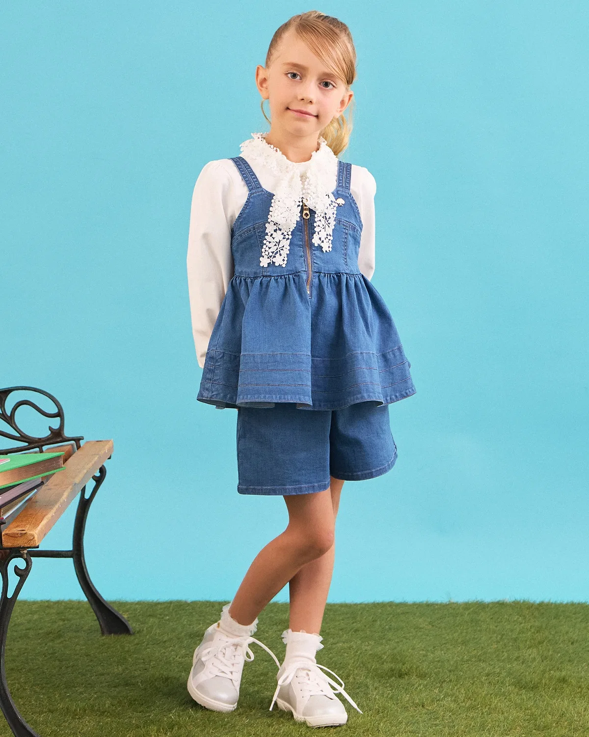 Детская футболка с кружевным бантом и длинным рукавом kate spade new york kids, Black — фото 2