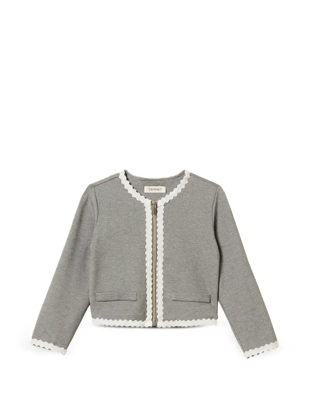 Кардиган на молнии с фестонами TWINSET Kids, серый