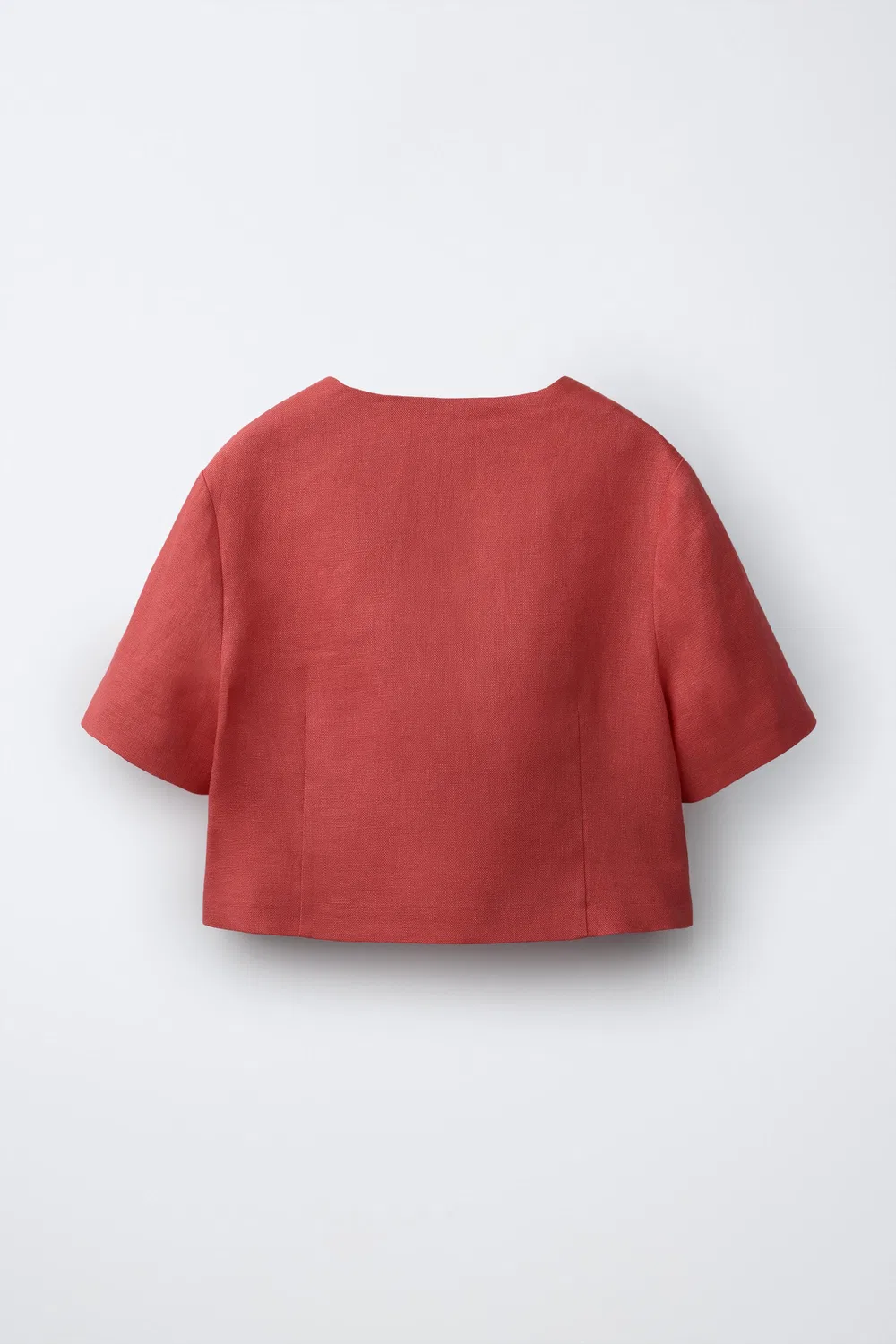 Блейзер из 100% льна с декоративными пуговицами ZARA, Coral Red — фото 2
