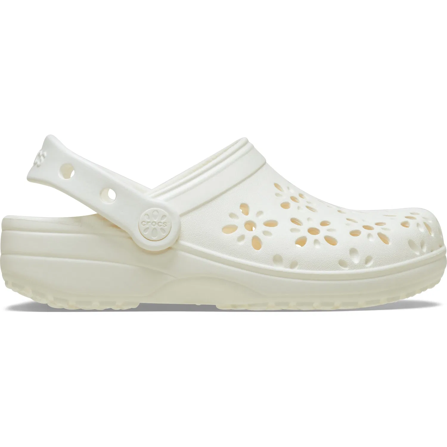 Детские сабо с цветочным вырезом Crocs, Creme — фото 4