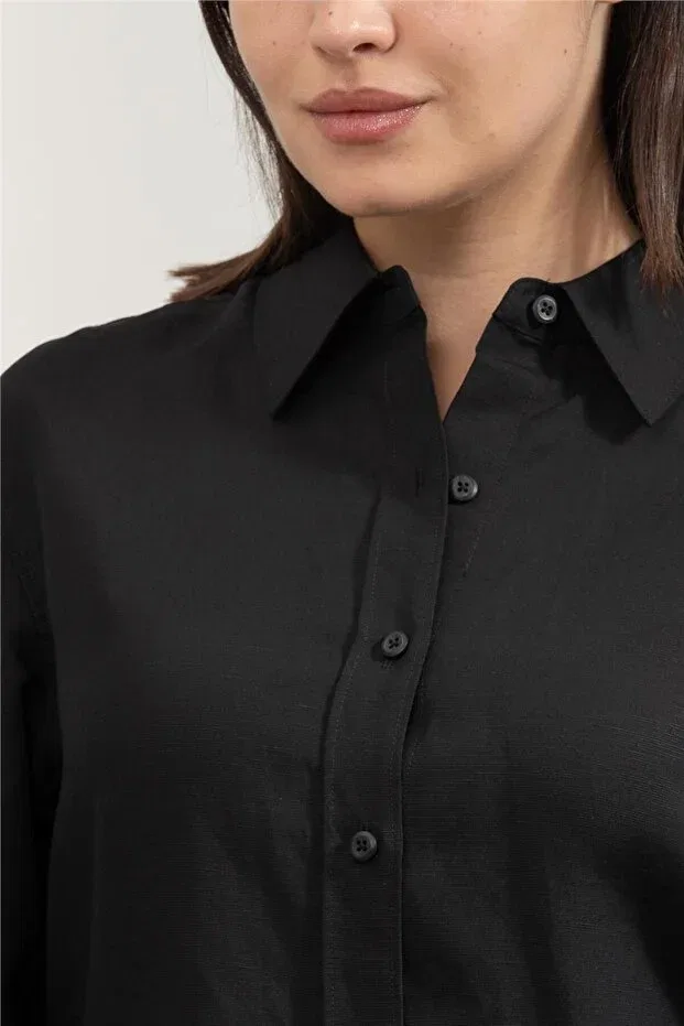 Женская рубашка с длинным рукавом Calvin Klein, Black — фото 4