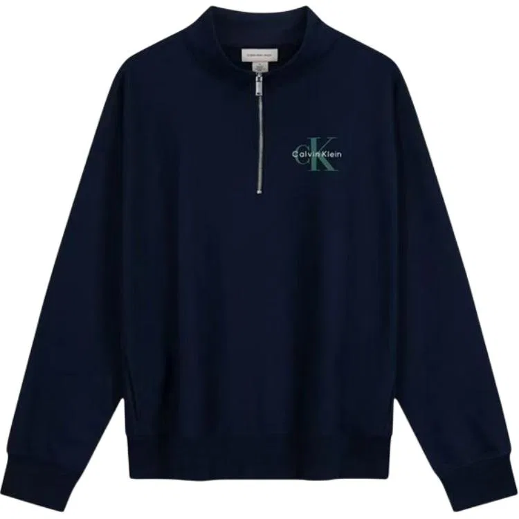 Мужской свитшот с воротником-стойкой Calvin Klein, Navy Blue