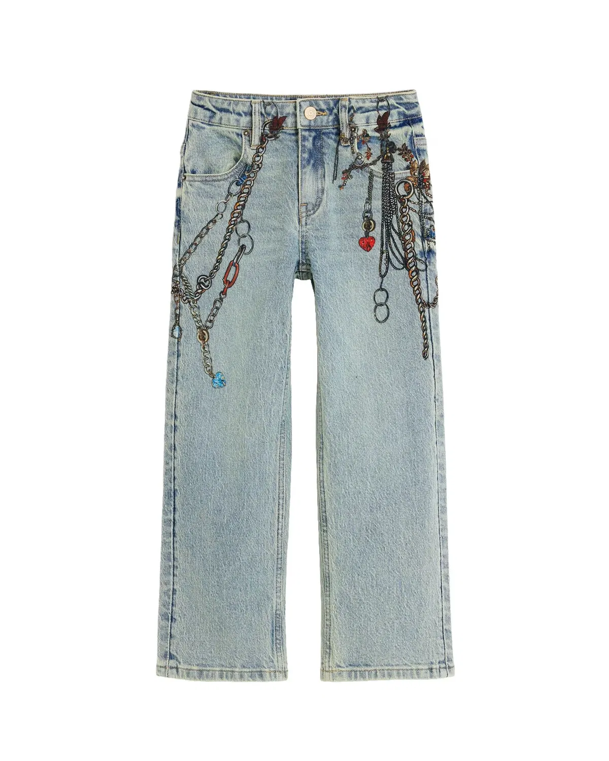 Детские джинсы для девочек с цепочками Desigual, Azul