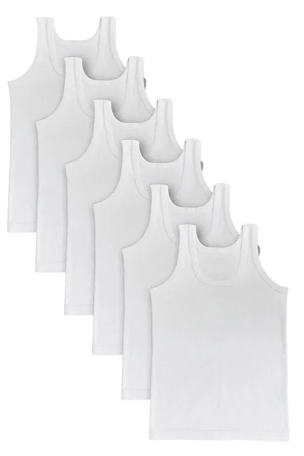 Детская майка для мальчиков хлопковая комплект 6 штук Butik1Avm, White