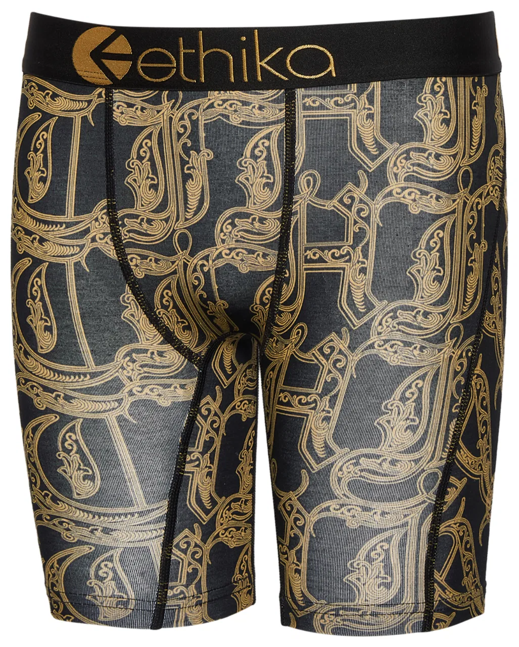 Детские трусы для мальчиков с принтом Ethika, Black/Gold