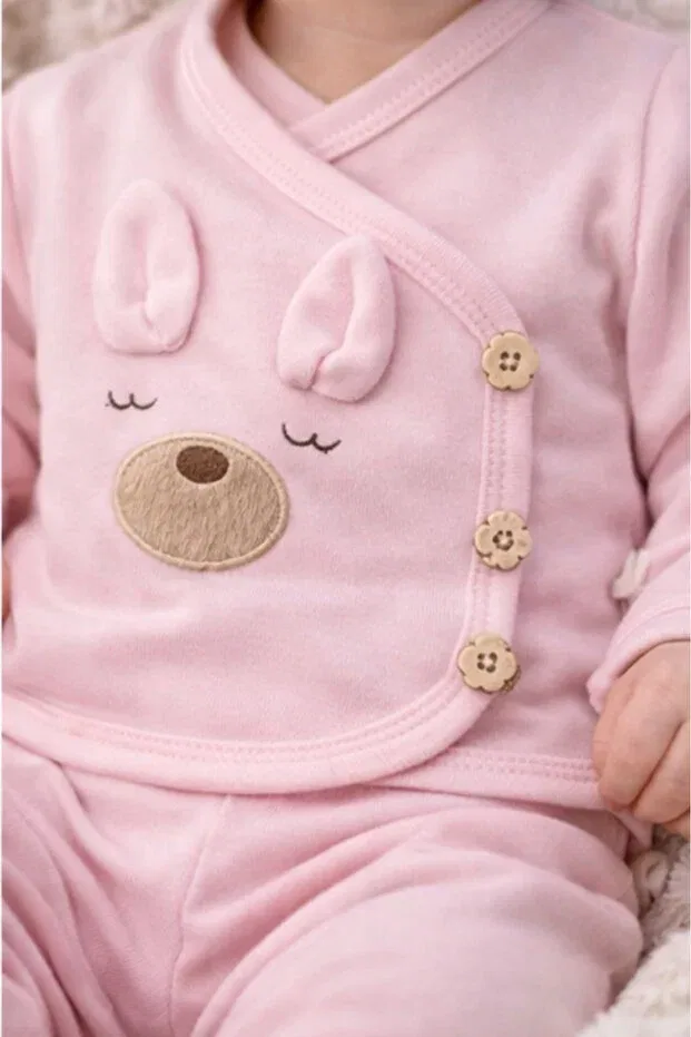 Детский комбинезон для девочек с принтом Eared Rabbit Bamoola, Pink