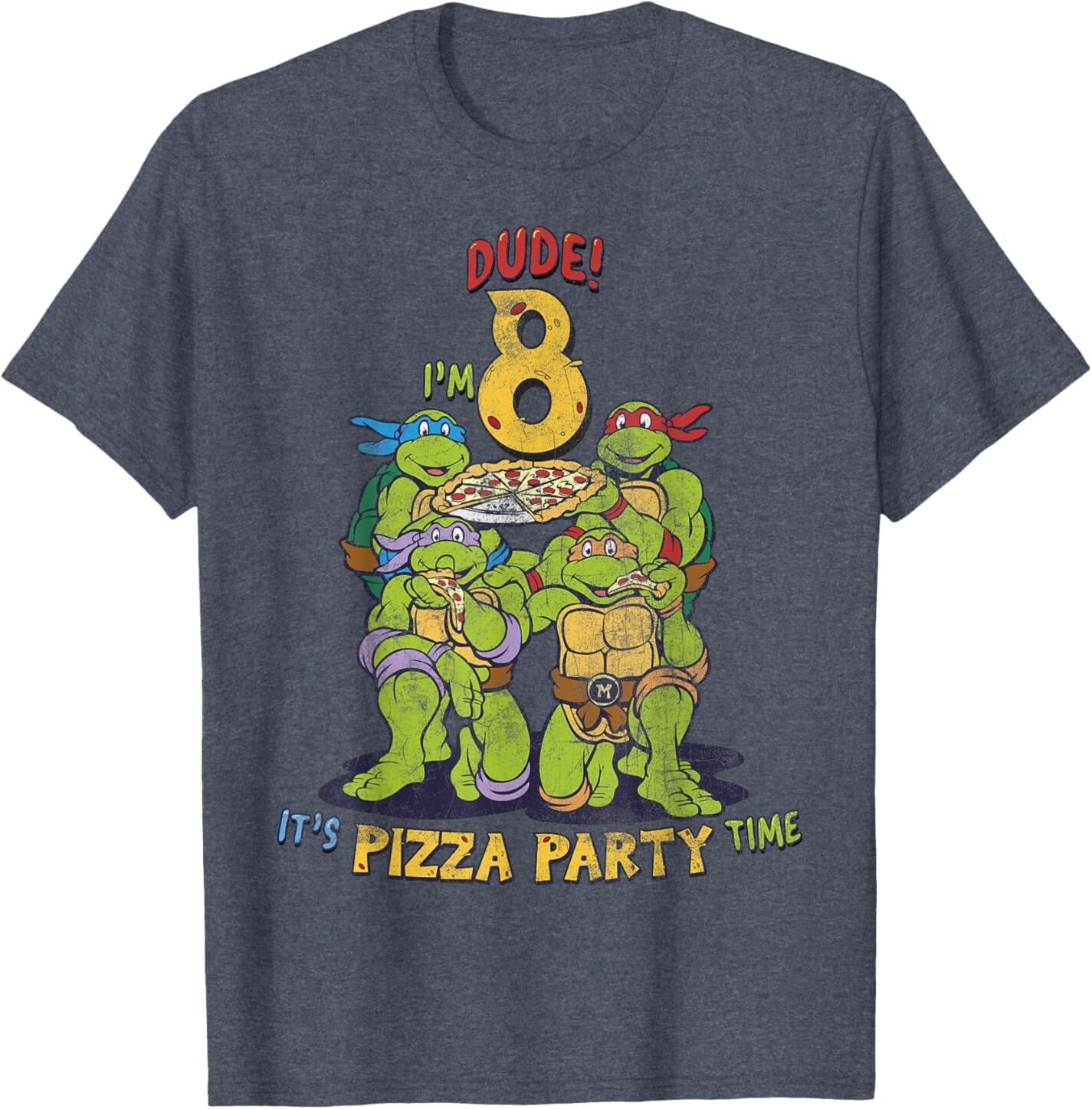 

Мужская футболка Teenage Mutant Ninja Turtles I'm 8 Dude Pizza Birthday Party, синий вереск