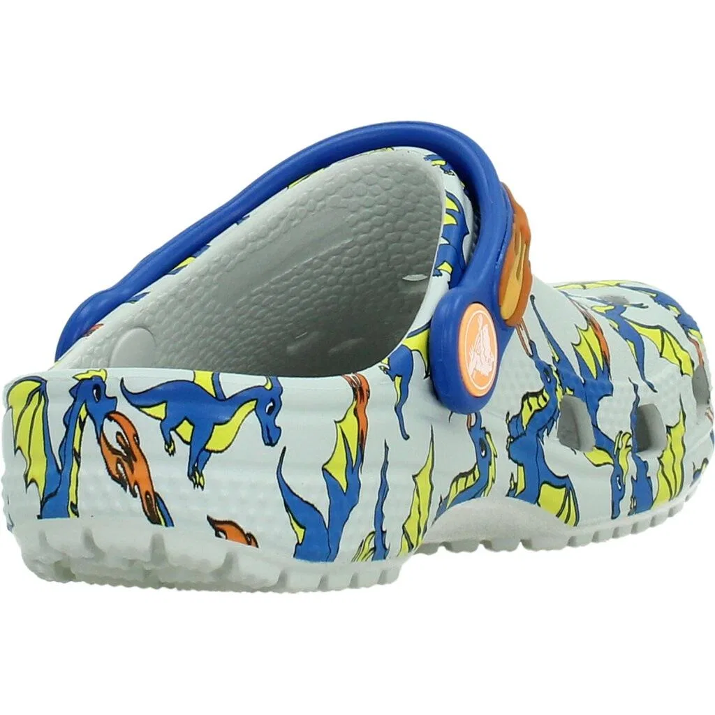 Детские сандалии с принтом Classic Dragon Graphic Clog Crocs, Weiss Konigsblau — фото 3