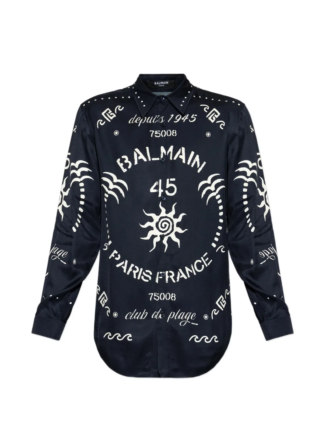 Рубашка с логотипом, синяя Balmain, синий