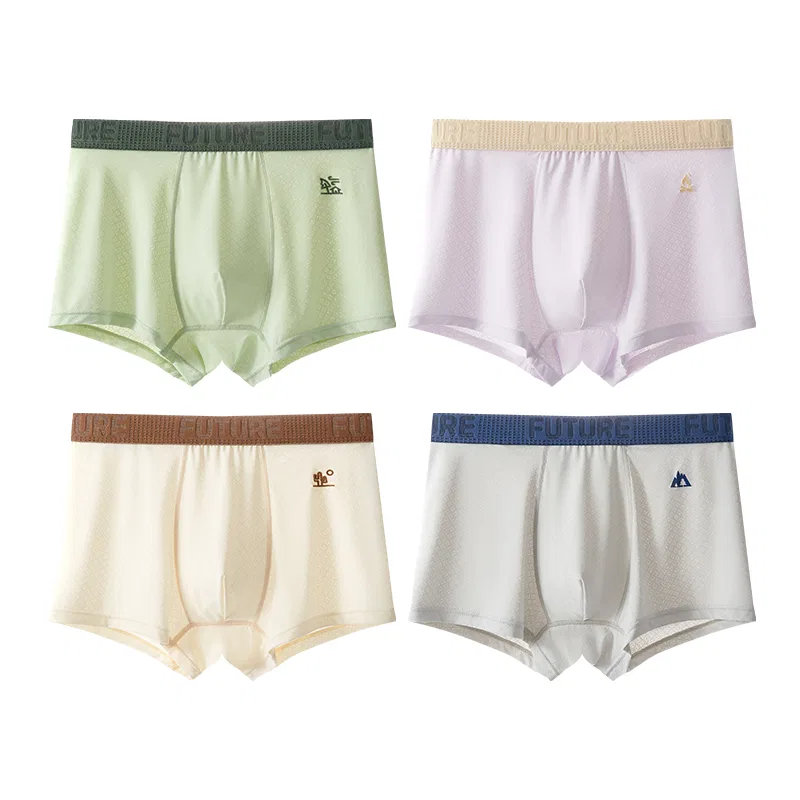 Детские боксеры для мальчиков хлопковые 4 шт. Red bean, Light Gray+Light Blue+Beige+Light Blue — фото 3