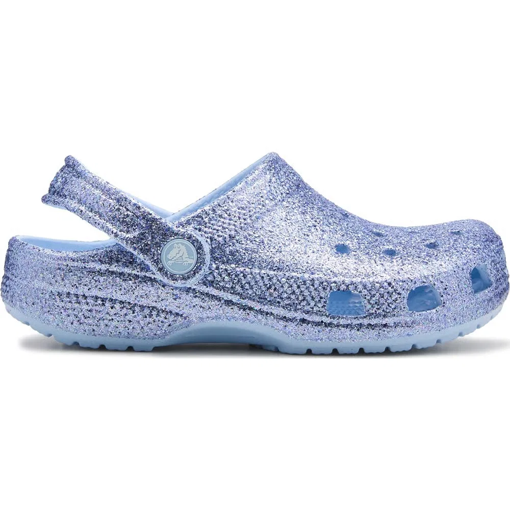 Детские классические сабо с блестками Crocs, Blue Glitter — фото 2