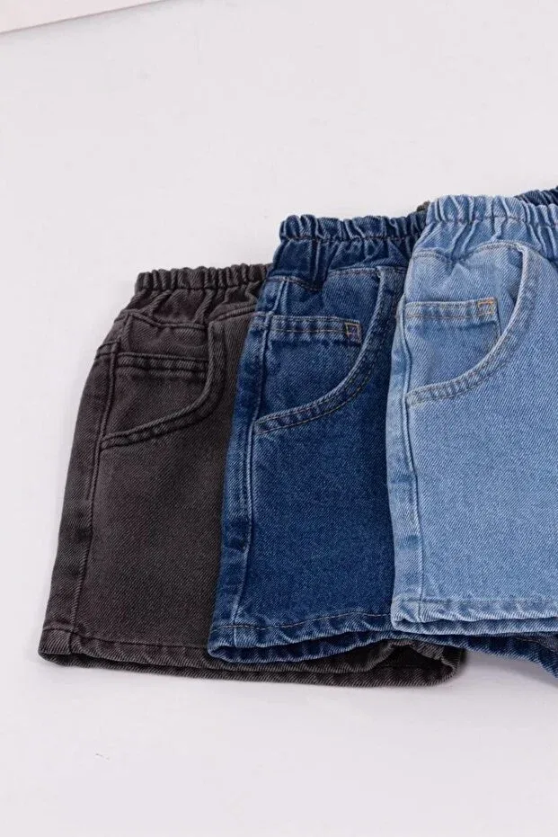Детские джинсовые шорты для девочек с широкой штаниной 2Kids2Mom, Anthracite-Black — фото 3