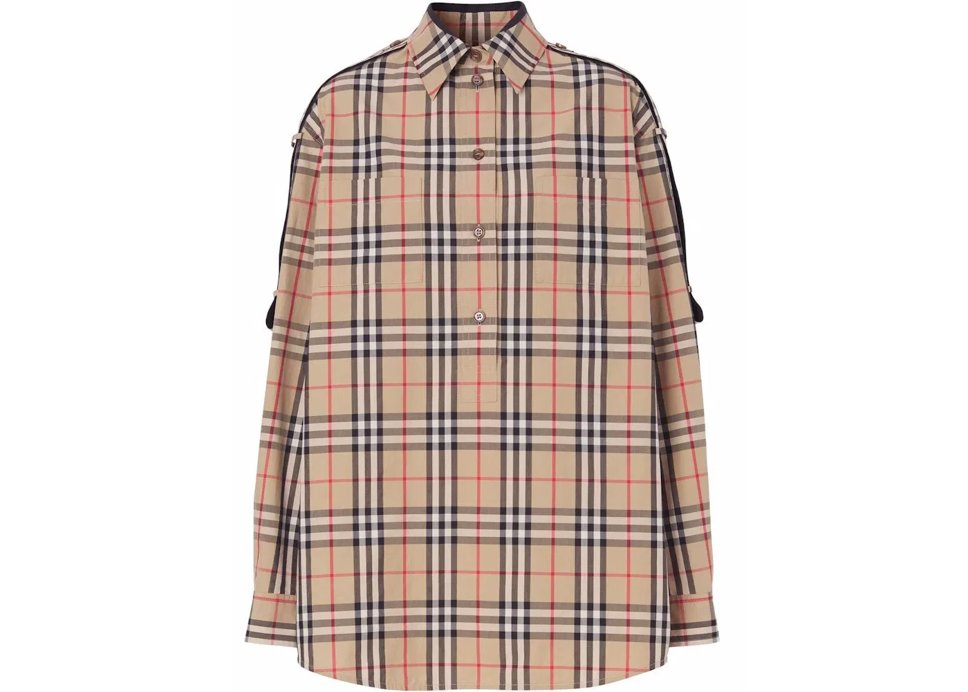 Женская рубашка свободного кроя с клетчатым принтом Burberry, Beige