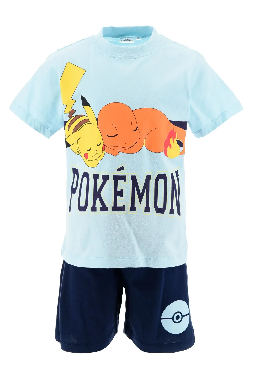 Пижама детская короткая с принтом Pikachu Glumanda Pokémon, разноцветный — фото 2