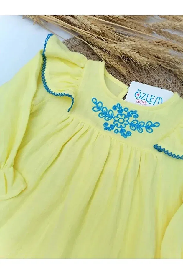 Детское платье для девочек хлопковое Özlem Bebe, Yellow — фото 2