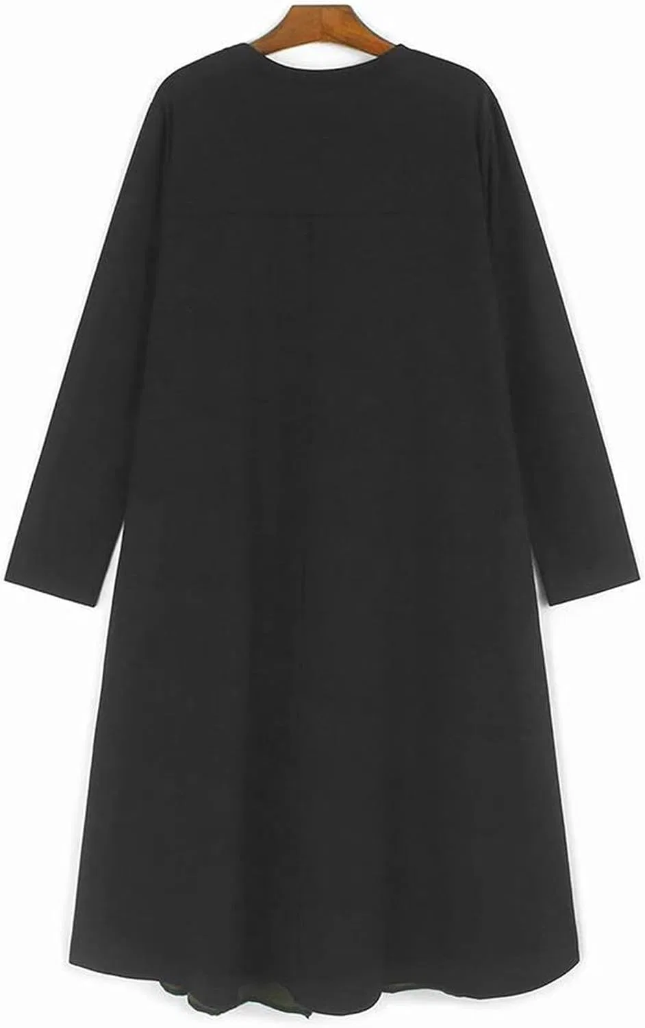 Женское платье свободного кроя с цветовыми блоками O-Neck, Black — фото 3