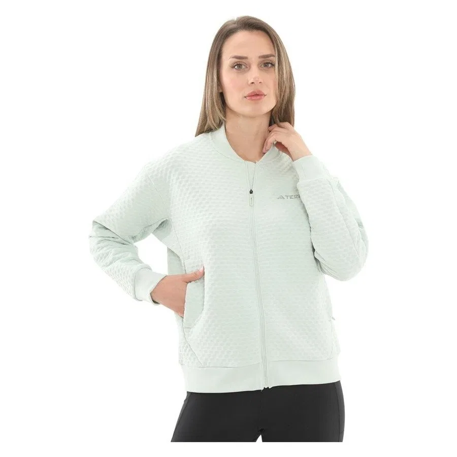 Женская куртка из футера с длинным рукавом adidas W XPL SWEAT JKT, Зеленый — фото 4