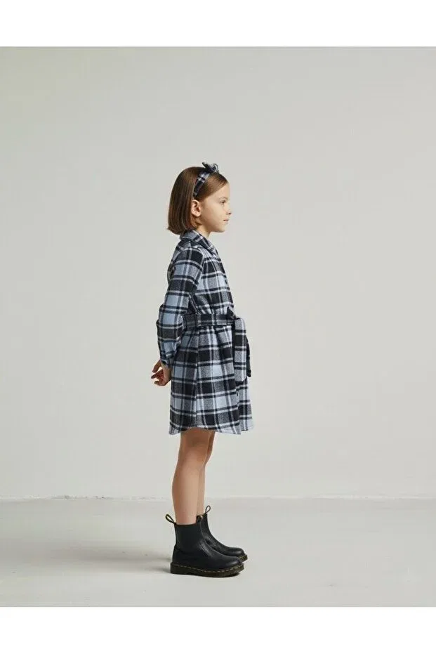 Детский комплект платьев для девочек с принтом в клетку Rg Kidsstore, Blue — фото 2