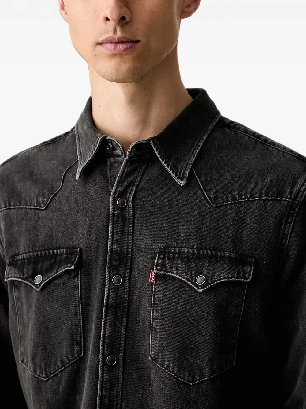 Джинсовая рубашка Barstow с кокеткой в ковбойском стиле Levi's, черный — фото 4