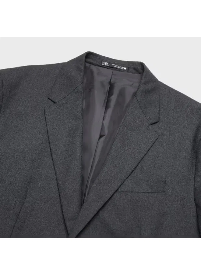 Костюм с текстурными плечами, модель Suit, Zara, угольно-черный — фото 4
