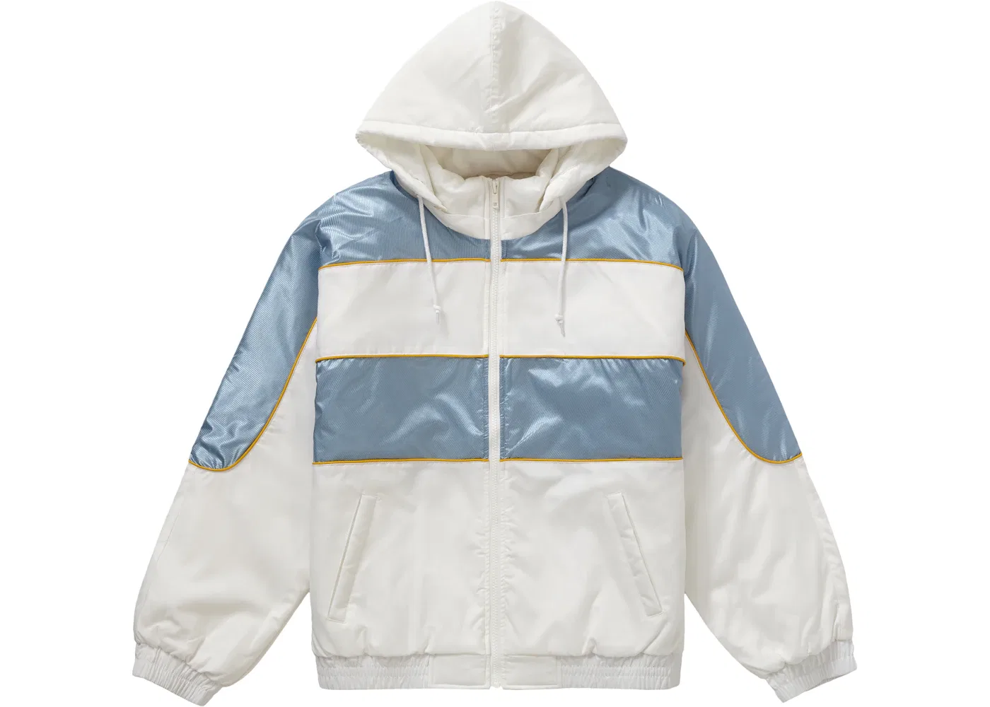 Мужская куртка пуховик с контрастной окантовкой Supreme Sports Piping Puffy, белый