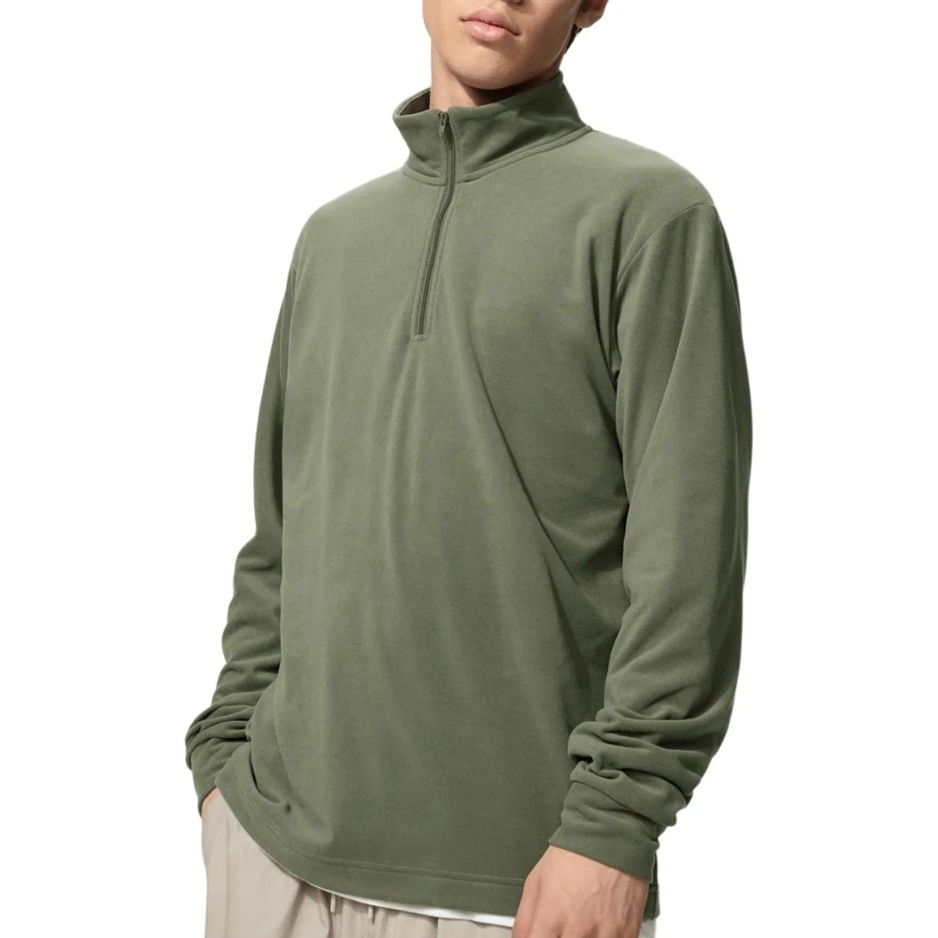 Мужская футболка с воротником-стойкой 53 Grass Green UNIQLO, 53 Grass Green — фото 3