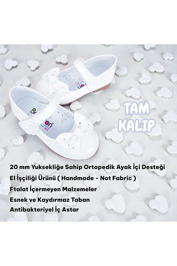 Детское платье-балетки для девочек с бантом Orthopedic girls' ballerina baby and children's shoes patent leather white yf2502 Beebron, Patent Leather White — фото 2
