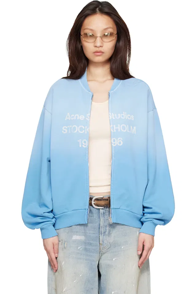 Синяя выцветшая куртка на молнии Acne Studios