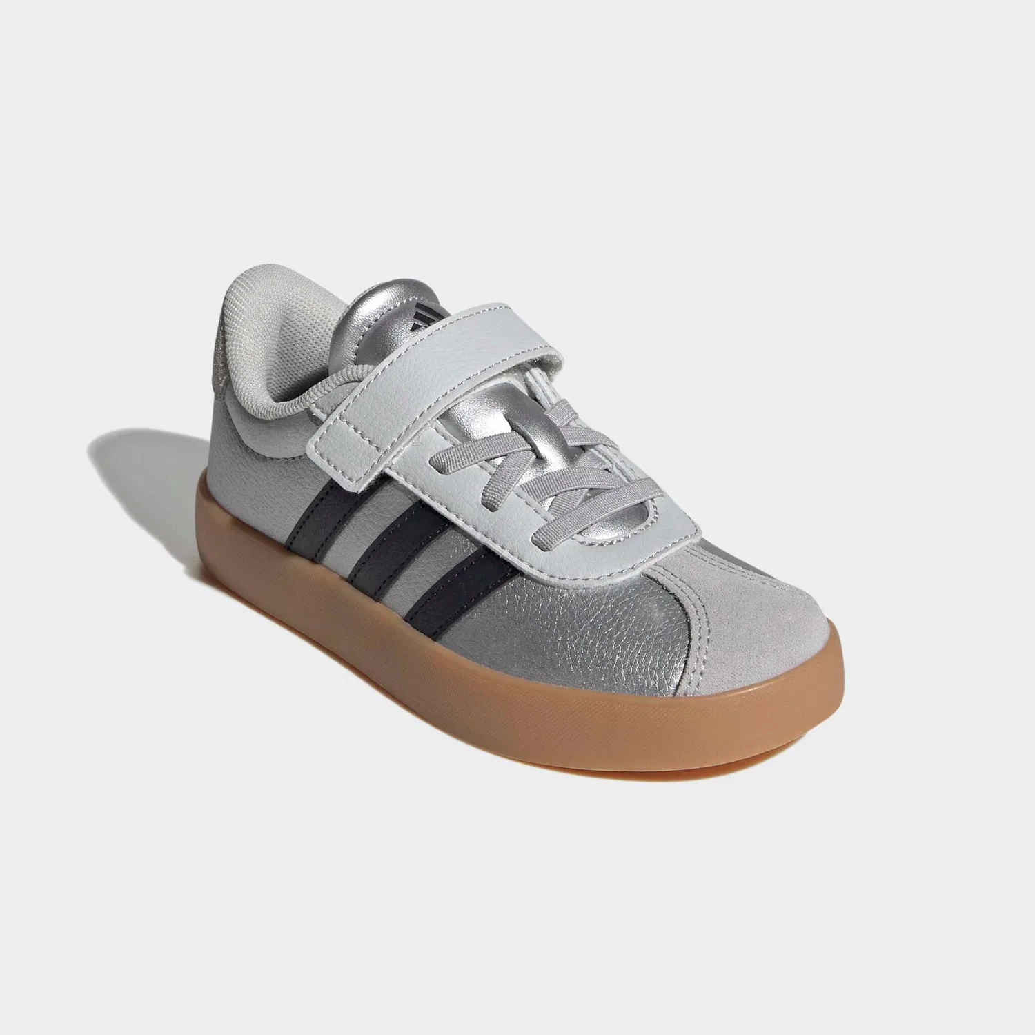 Детские кроссовки в скейт-стиле VL COURT 3.0 KIDS Adidas, Silver Metallic/Core Black/Light Solid Grey