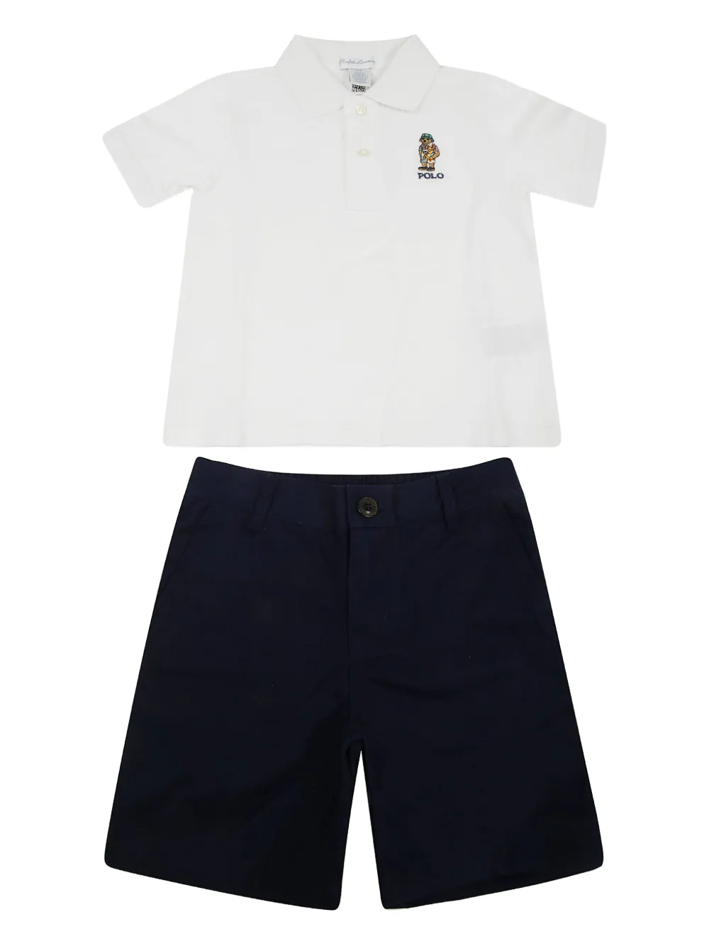 

Комплект из рубашки поло и шортов POLO RALPH LAUREN KIDS, белый