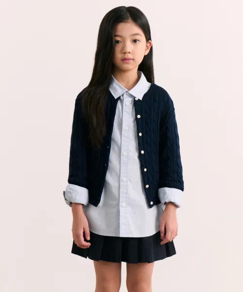 Детский хлопковый кардиган с круглым вырезом MKDWCZX64-NA MUSINSA STANDARD KIDS, Navy