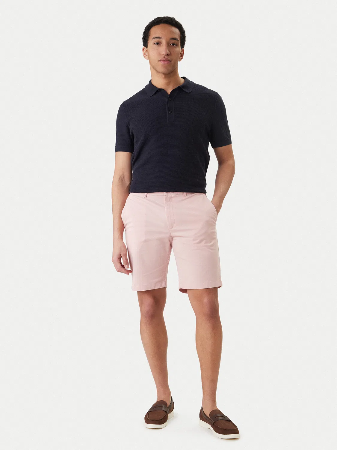 Мужские шорты из ткани приталенного кроя Denton Tommy Hilfiger, розовый — фото 2
