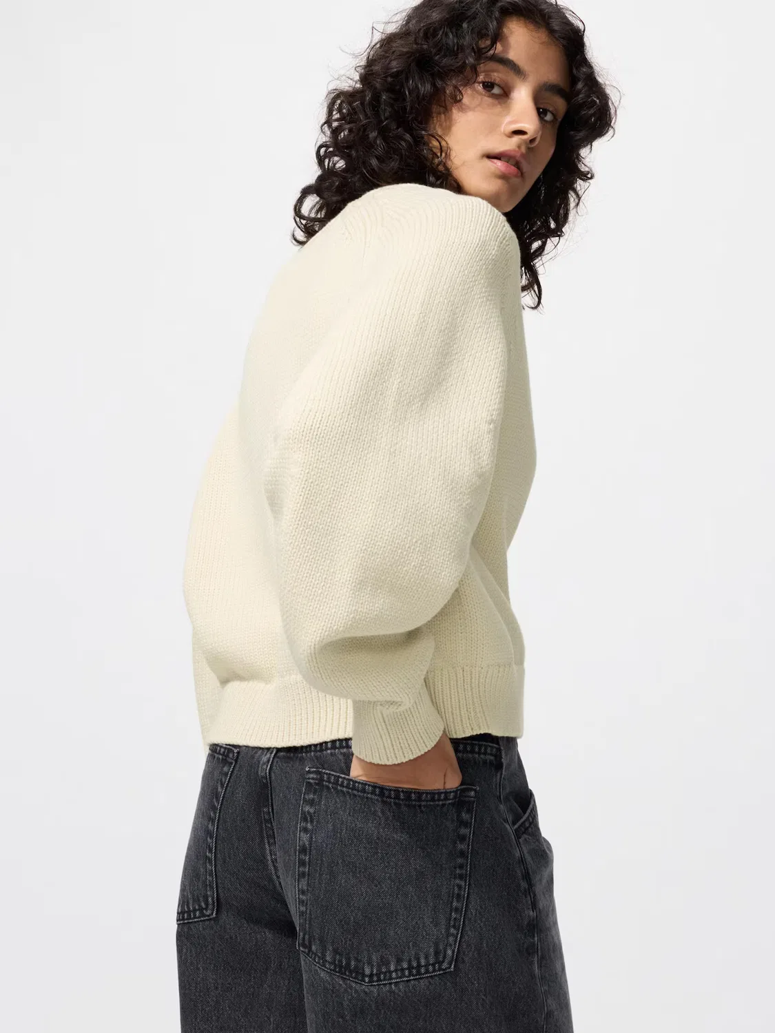 Джинсы Uniqlo, широкие штанины, темно-серый — фото 2