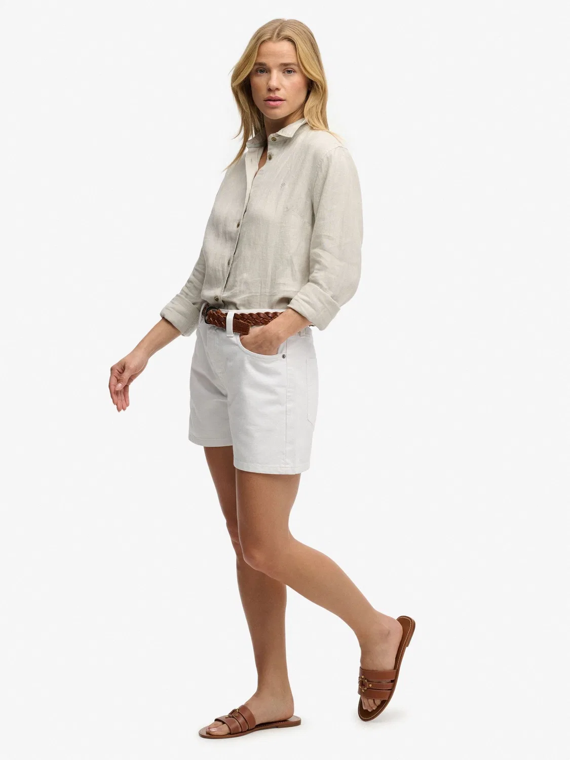 Шорты джинсовые Superdry White, средняя посадка — фото 3