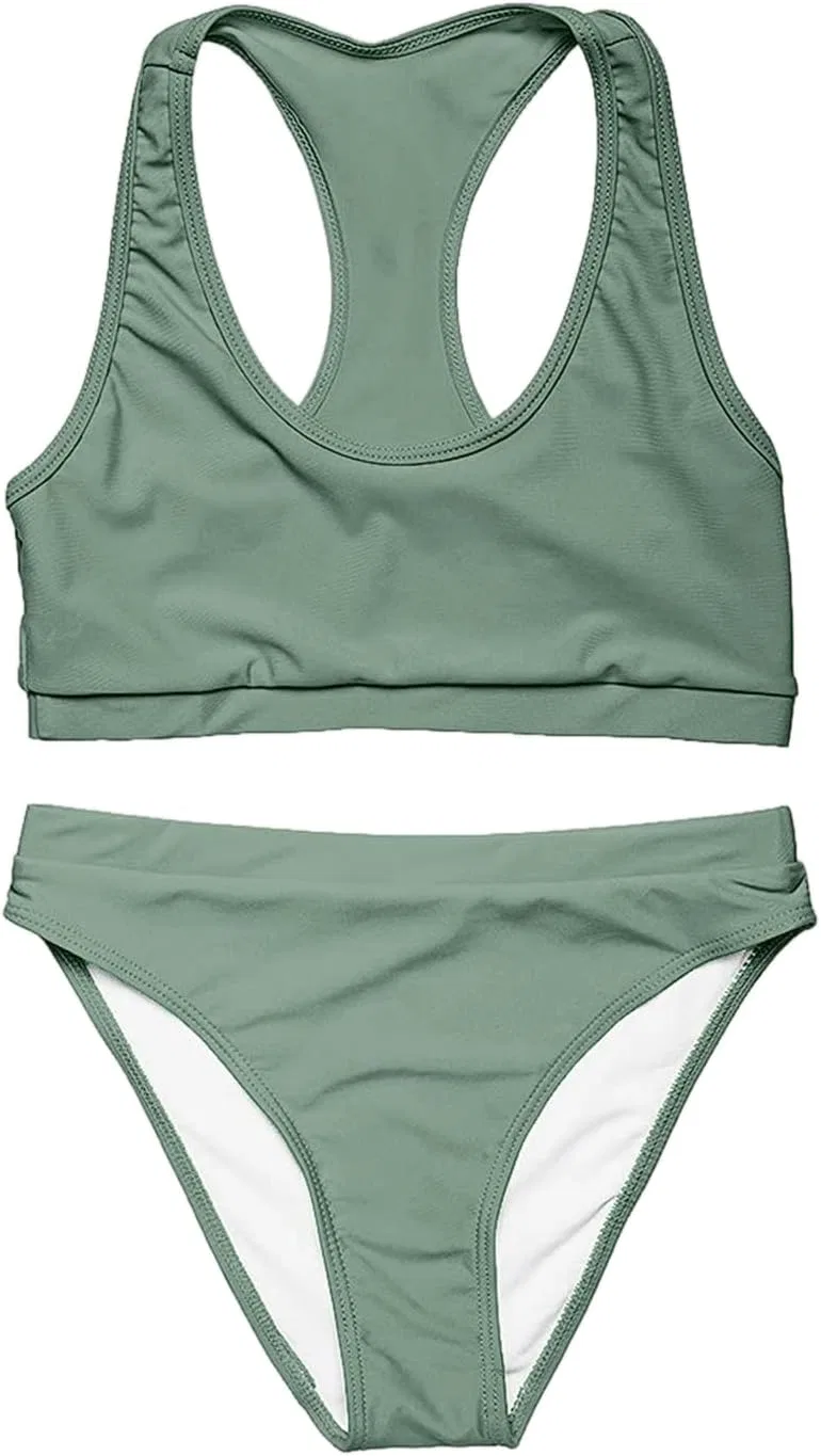 Женский купальный костюм с высокой талией, Cutout Bikini Sets, Mint Green — фото 2