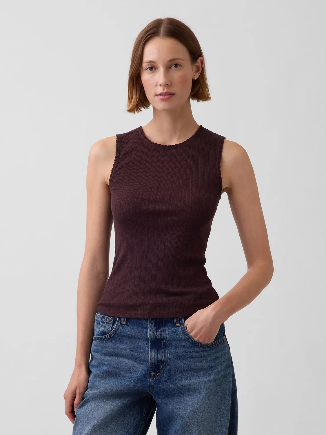 Жилет из вязаного полотна Gap, коричневый