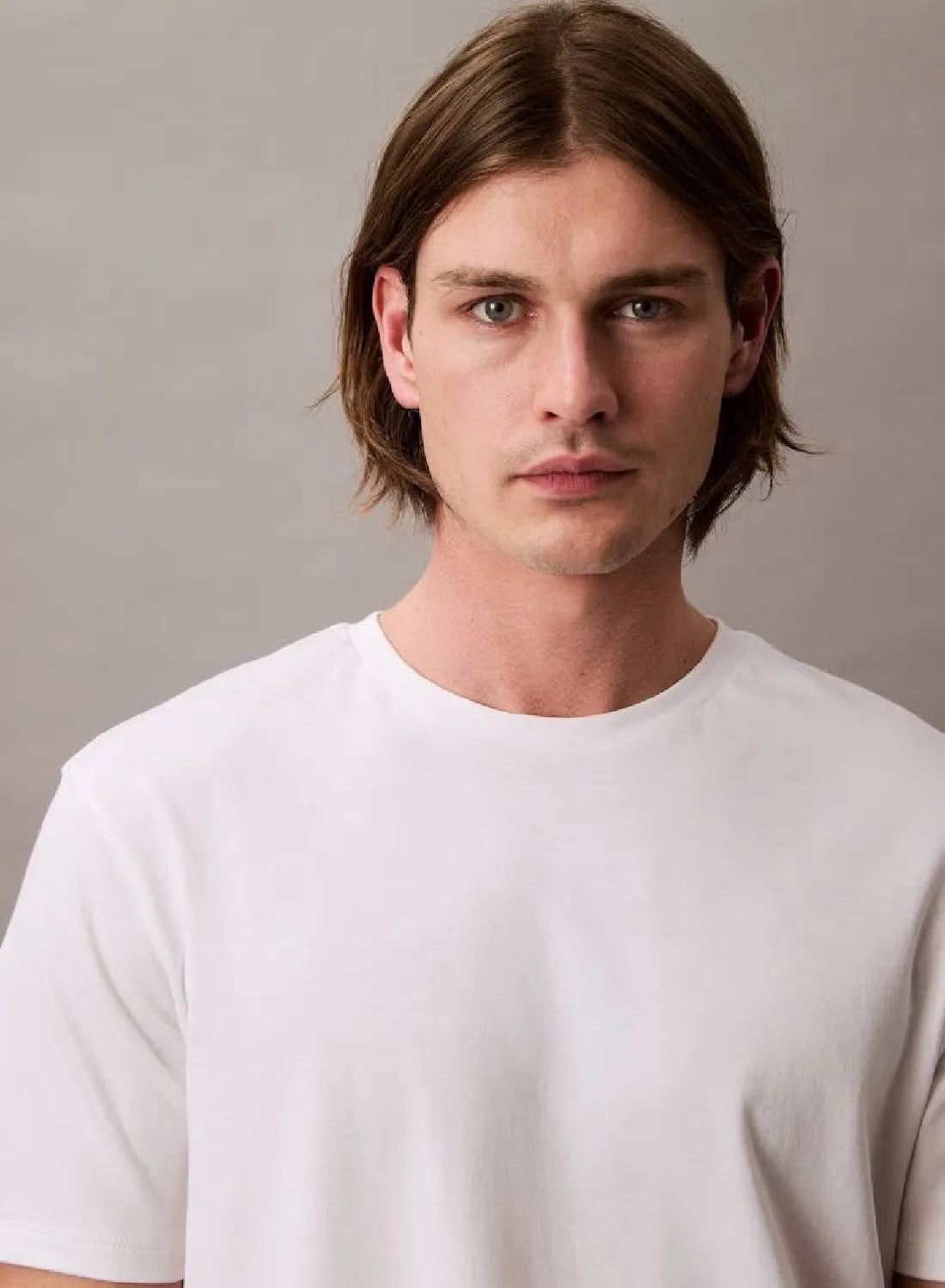 Футболка хлопковая классического кроя Calvin Klein, белый — фото 3