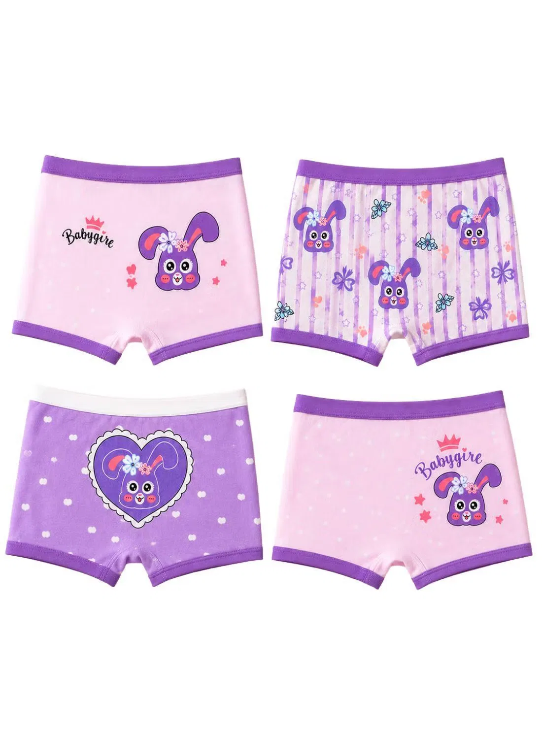 Трусы детские с принтом комплект из 4 штук Babyqlo, фиолетовый — фото 2