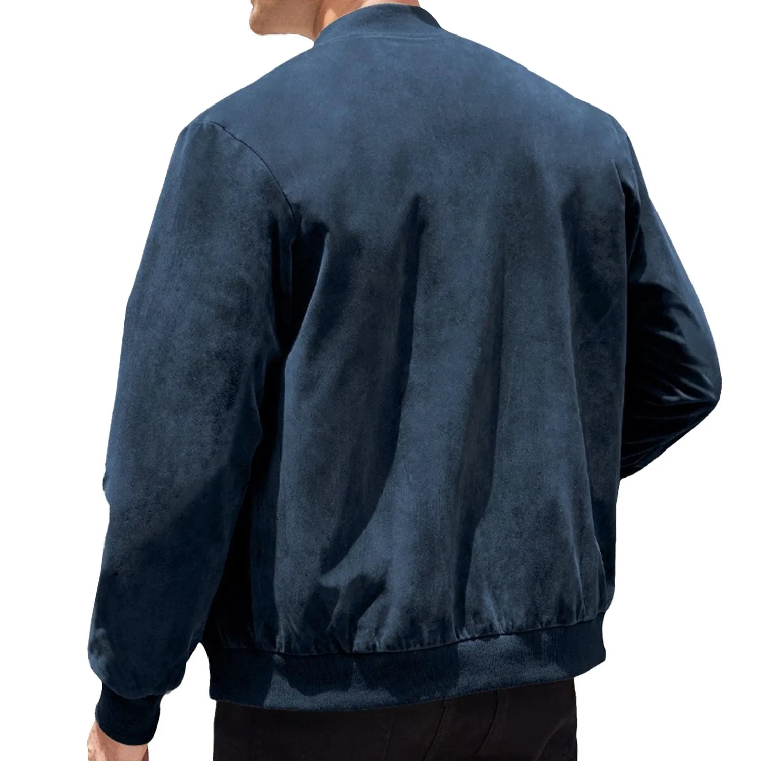 Мужская куртка-бомбер из замши на молнии Vintage Jackets, Blue 1 — фото 3
