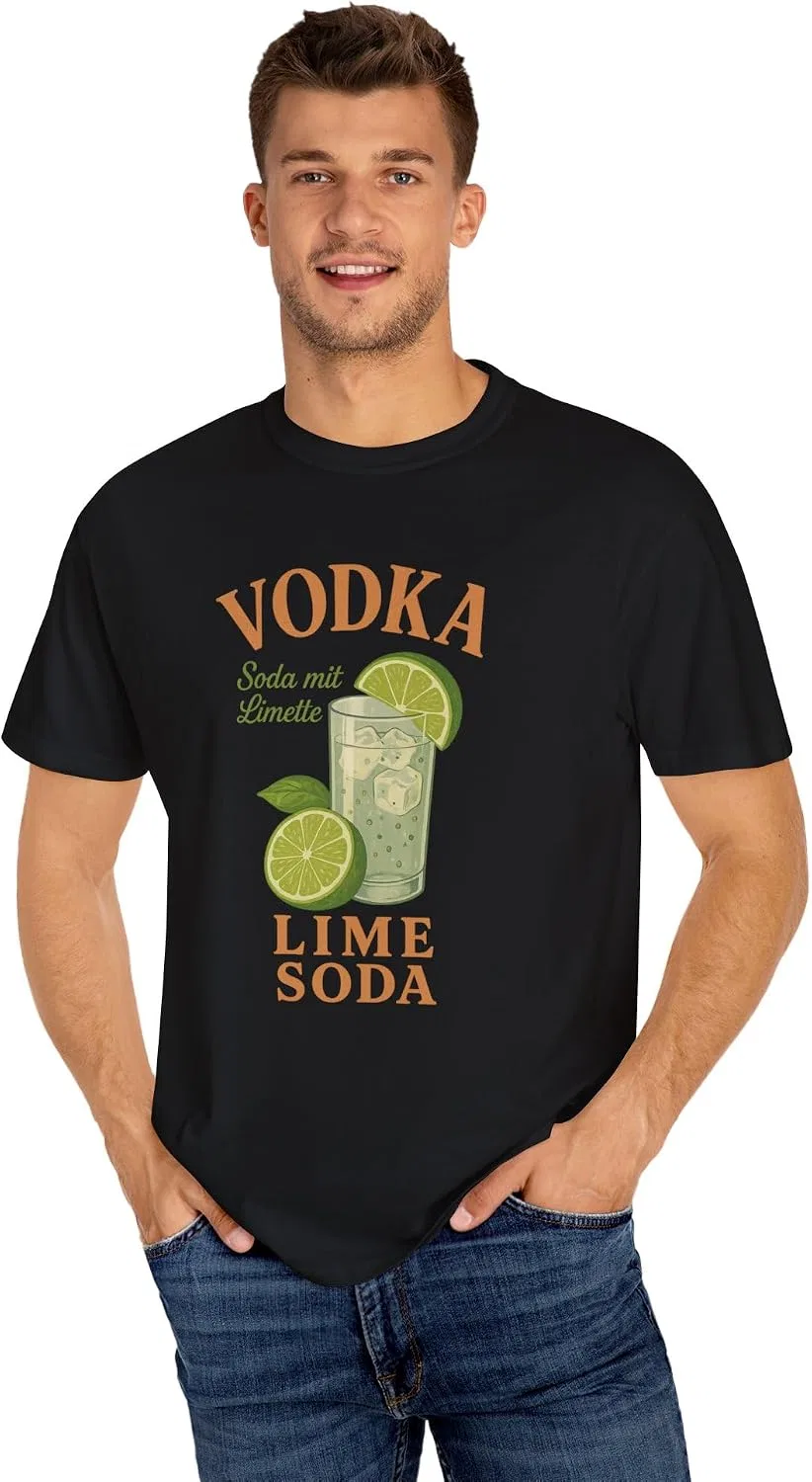 Футболка с ретро-принтом Vodka Lime Soda Comfort Colors, Black — фото 4