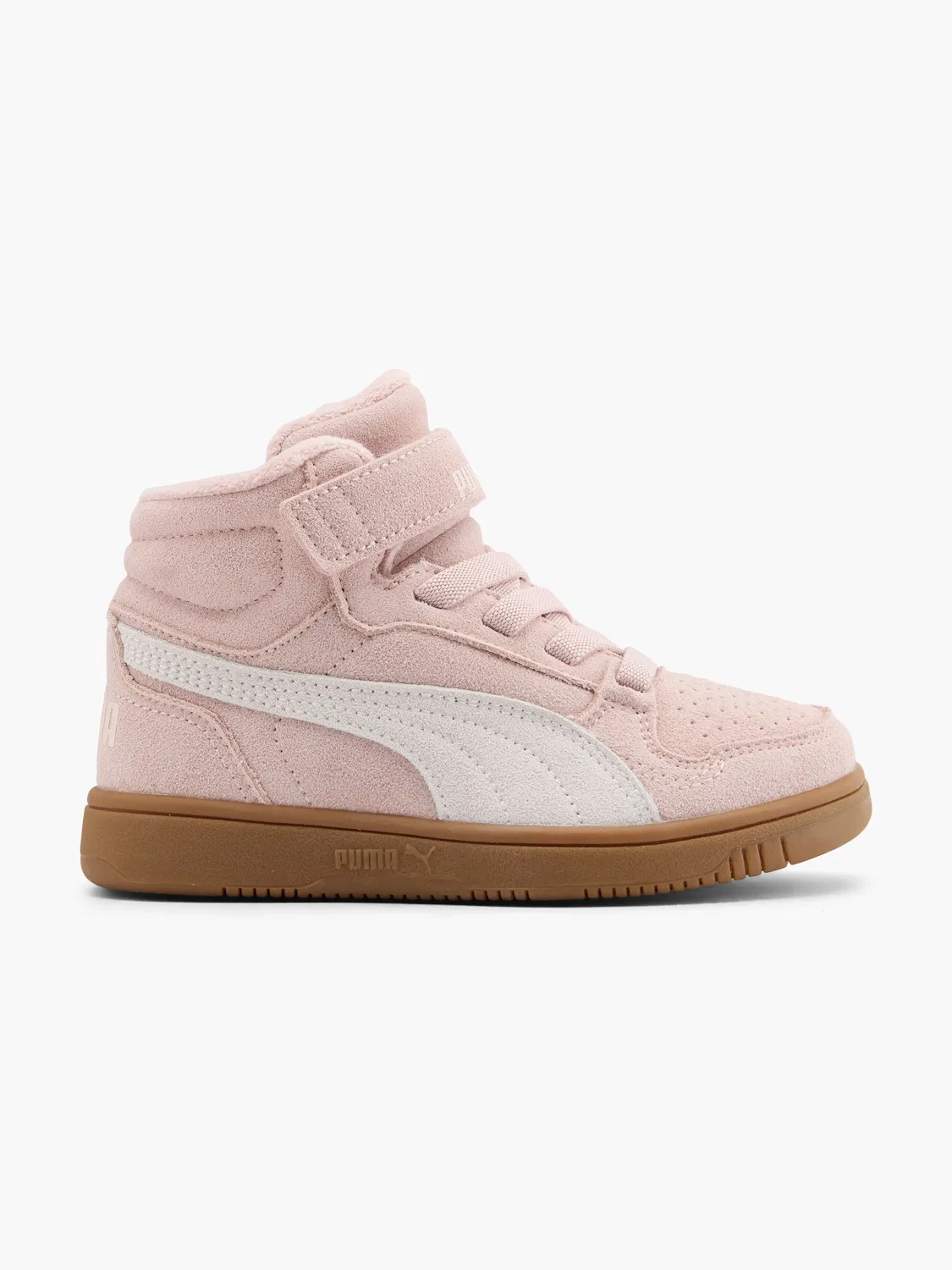 Детские кроссовки высокие с шнуровкой и липучкой PUMA, цвет Rose Gold