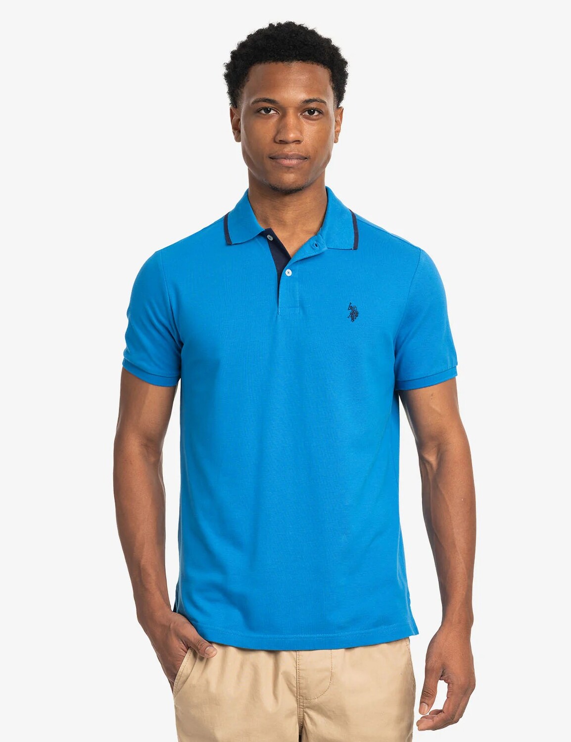 

Футболка поло U.S. Polo Assn. Slim Fit Stretch Solid Pique, синий