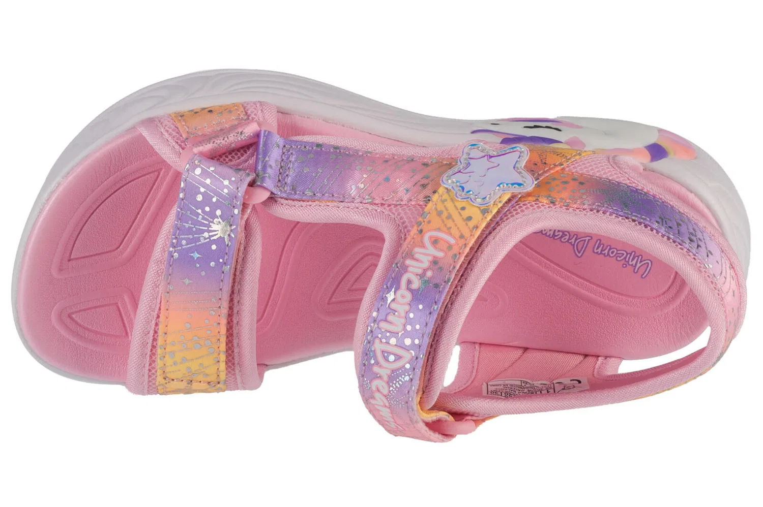 Детские сандалии для девочек с технологией Lights Unicorn Dreams - Majestic Bliss Skechers, Bunt Rosa — фото 3