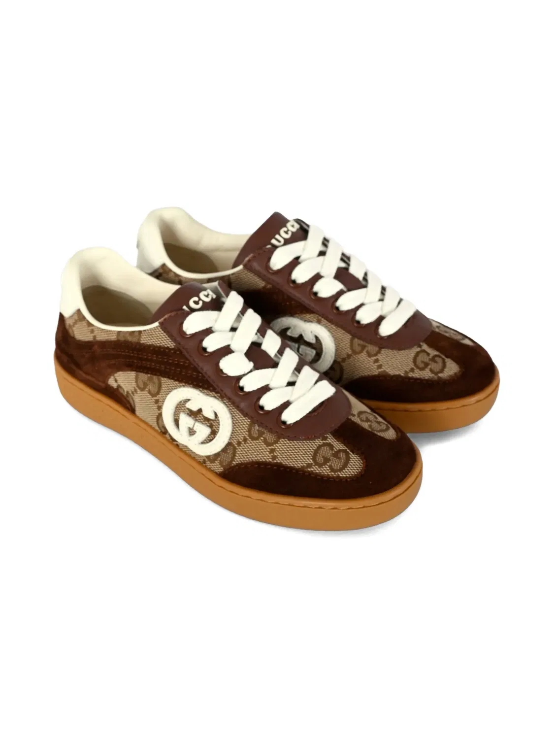 Кроссовки Gucci GG-Canvas из замши, коричневый