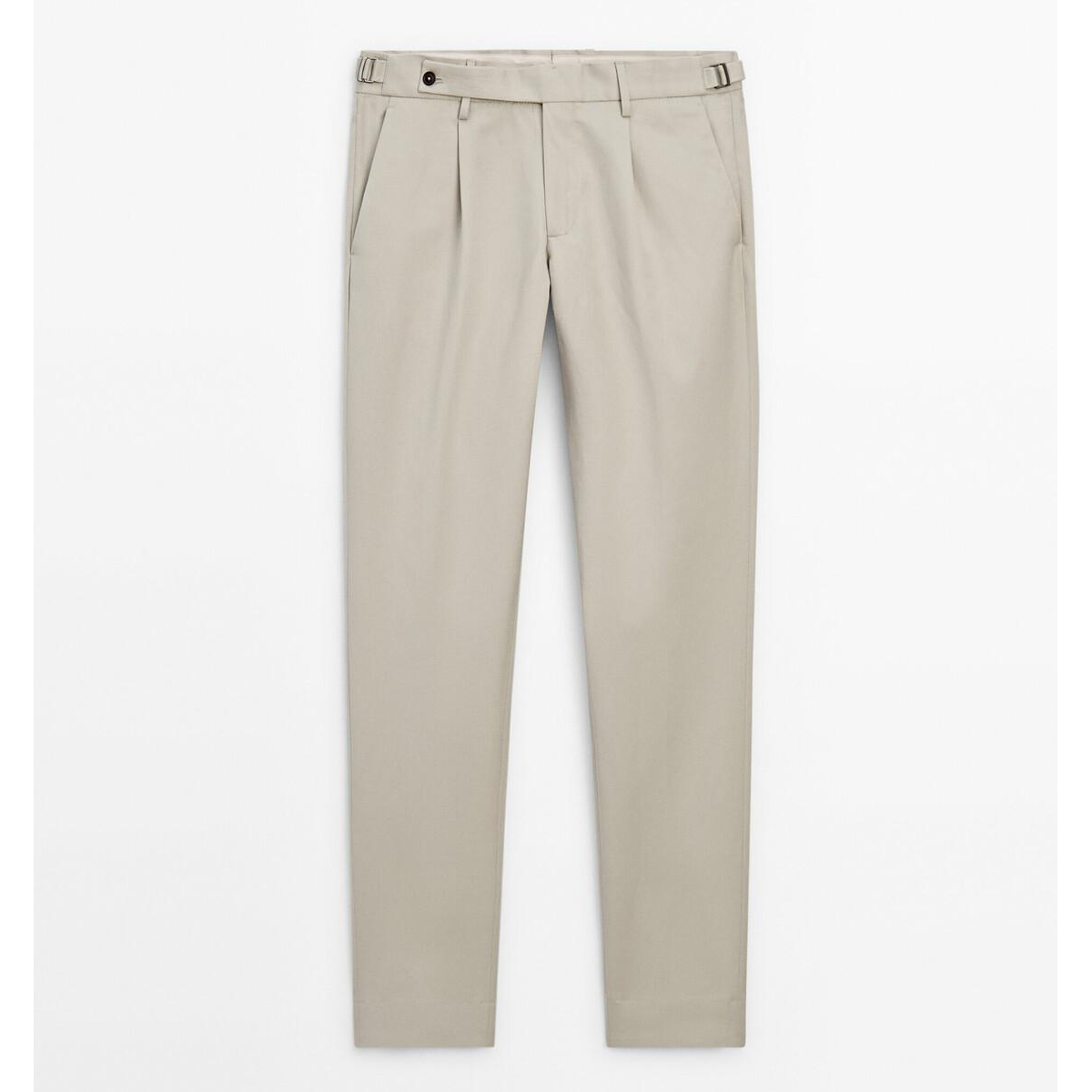 

Брюки Massimo Dutti Cotton blend slim fit, бежевый